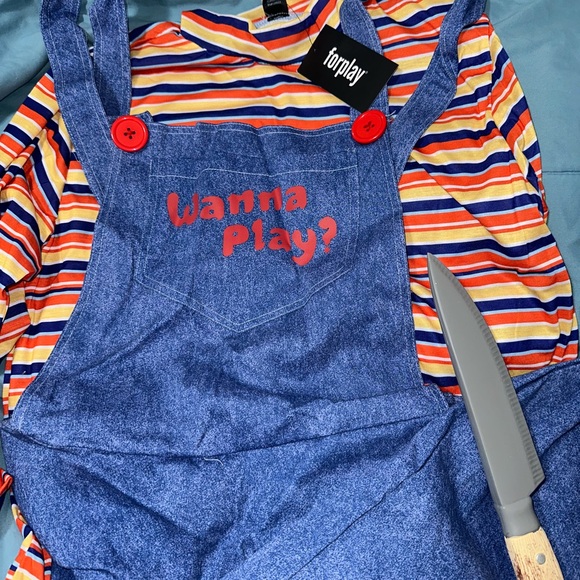 NEW FASHIONNOVA Men Child's Play 3 Piece Chucky Costume Set Blue/combo SIZE S/M - Picture 2 of 6